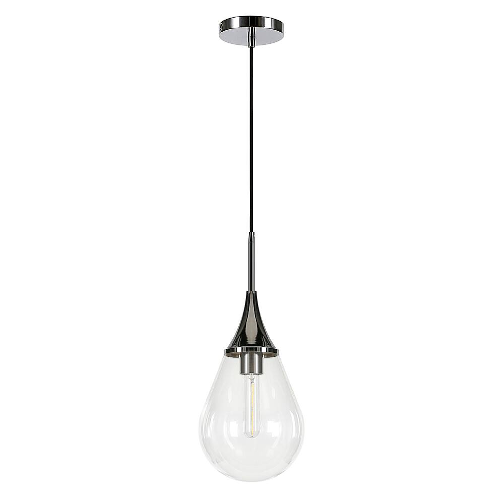 Angle View: Camden&Wells - Ambrose Clear Glass Pendant - Polished Nickel