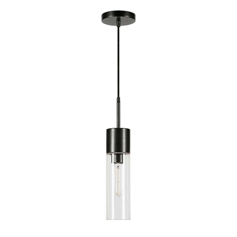 Angle View: Camden&Wells - Lance Clear Glass Pendant - Blackened Steel