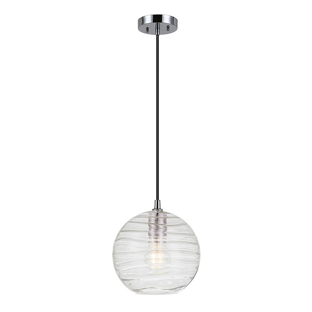 Angle View: Camden&Wells - Wayve Textured Glass Pendant - Polished Nickel