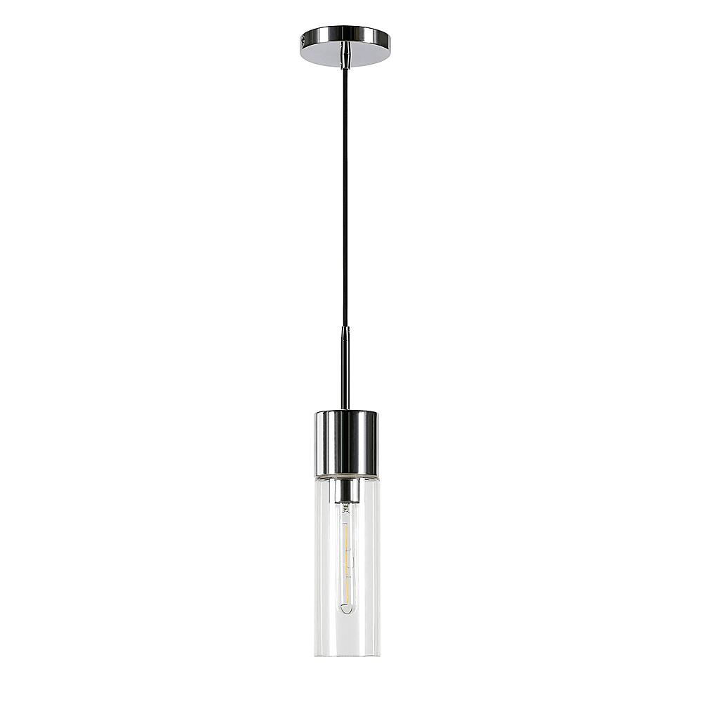 Angle View: Camden&Wells - Lance Clear Glass Pendant - Nickel