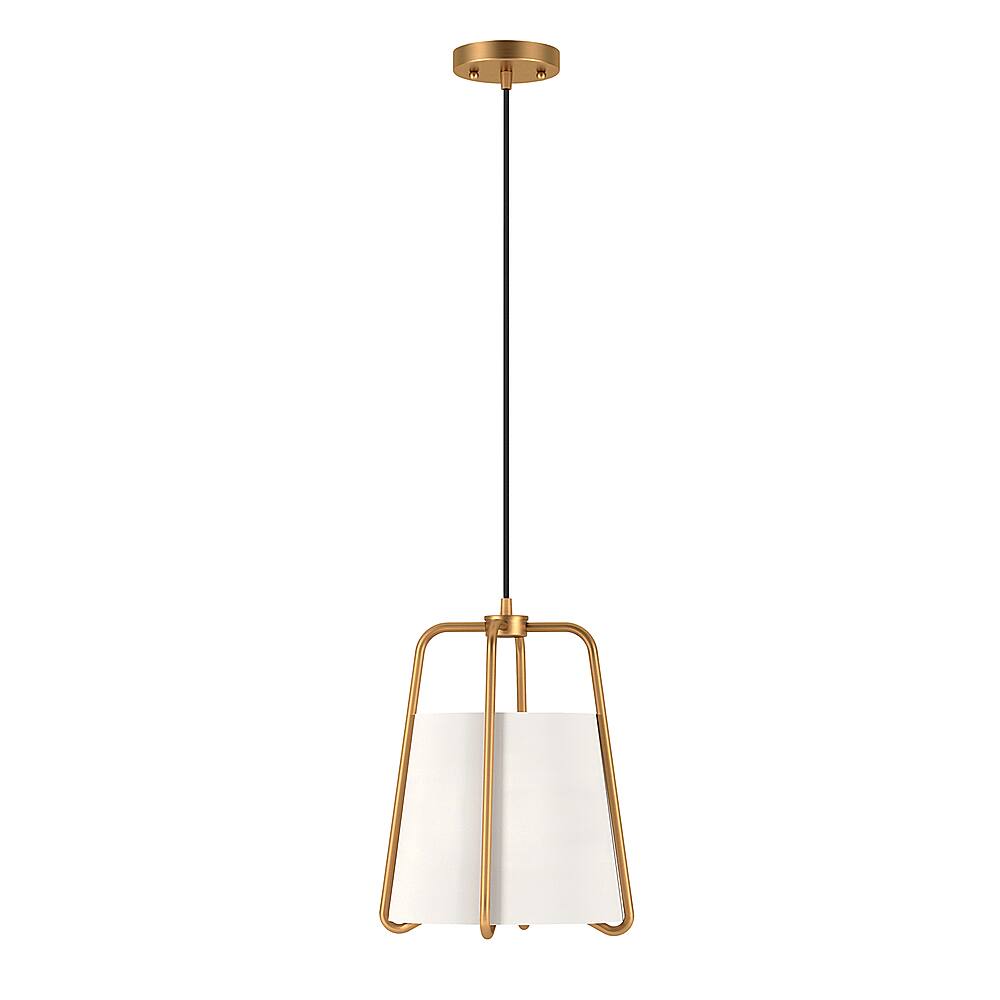 Angle View: Camden&Wells - Marduk Pendant with Fabric Shade - Brass