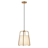 Camden&Wells - Marduk Pendant with Fabric Shade - Brass - Front_Zoom