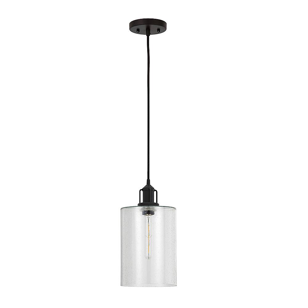 Angle View: Camden&Wells - Nora Seeded Glass Pendant - Blackened Bronze