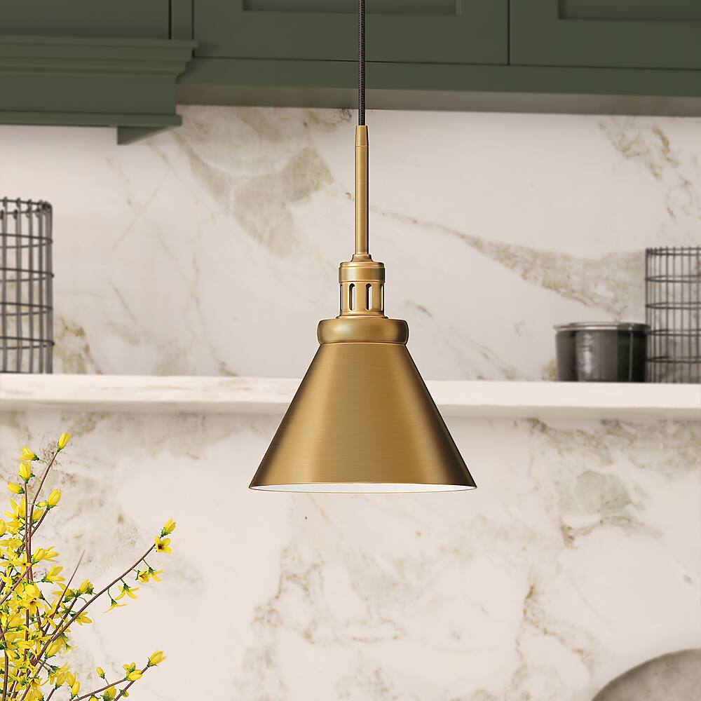 Alt View 11. Hudson&Canal - Zeno Metal Pendant - Brass.