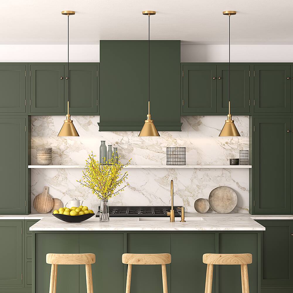 Alt View 12. Hudson&Canal - Zeno Metal Pendant - Brass.