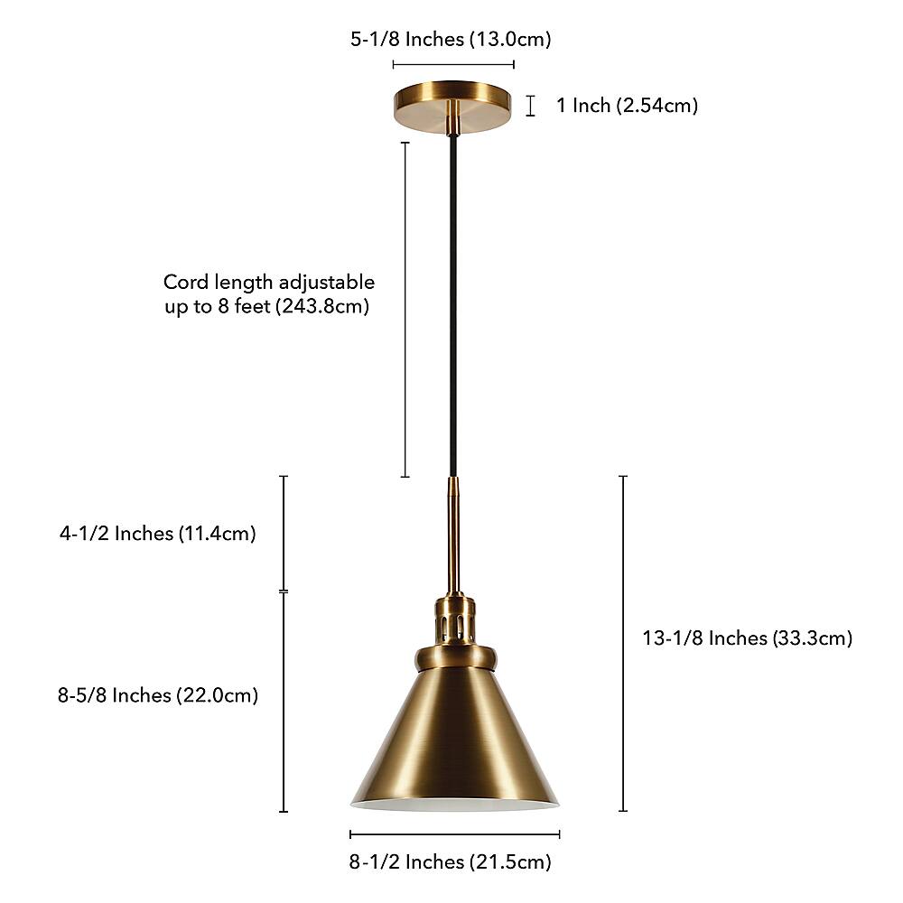 Alt View 13. Hudson&Canal - Zeno Metal Pendant - Brass.