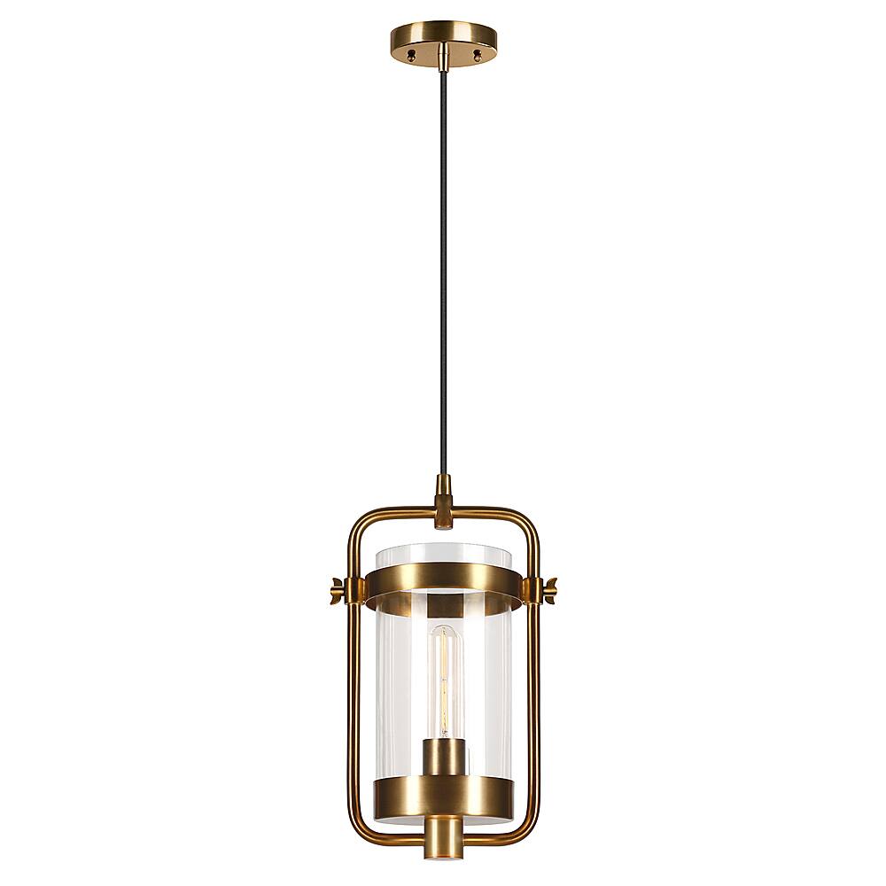 Angle View: Camden&Wells - Orion Industrial Clear Glass Pendant - Brass