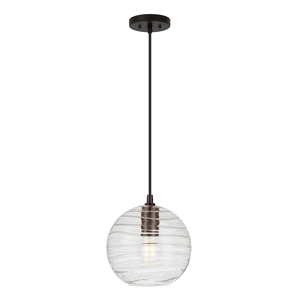 Angle View: Camden&Wells - Wayve Textured Glass Pendant - Blackened Bronze