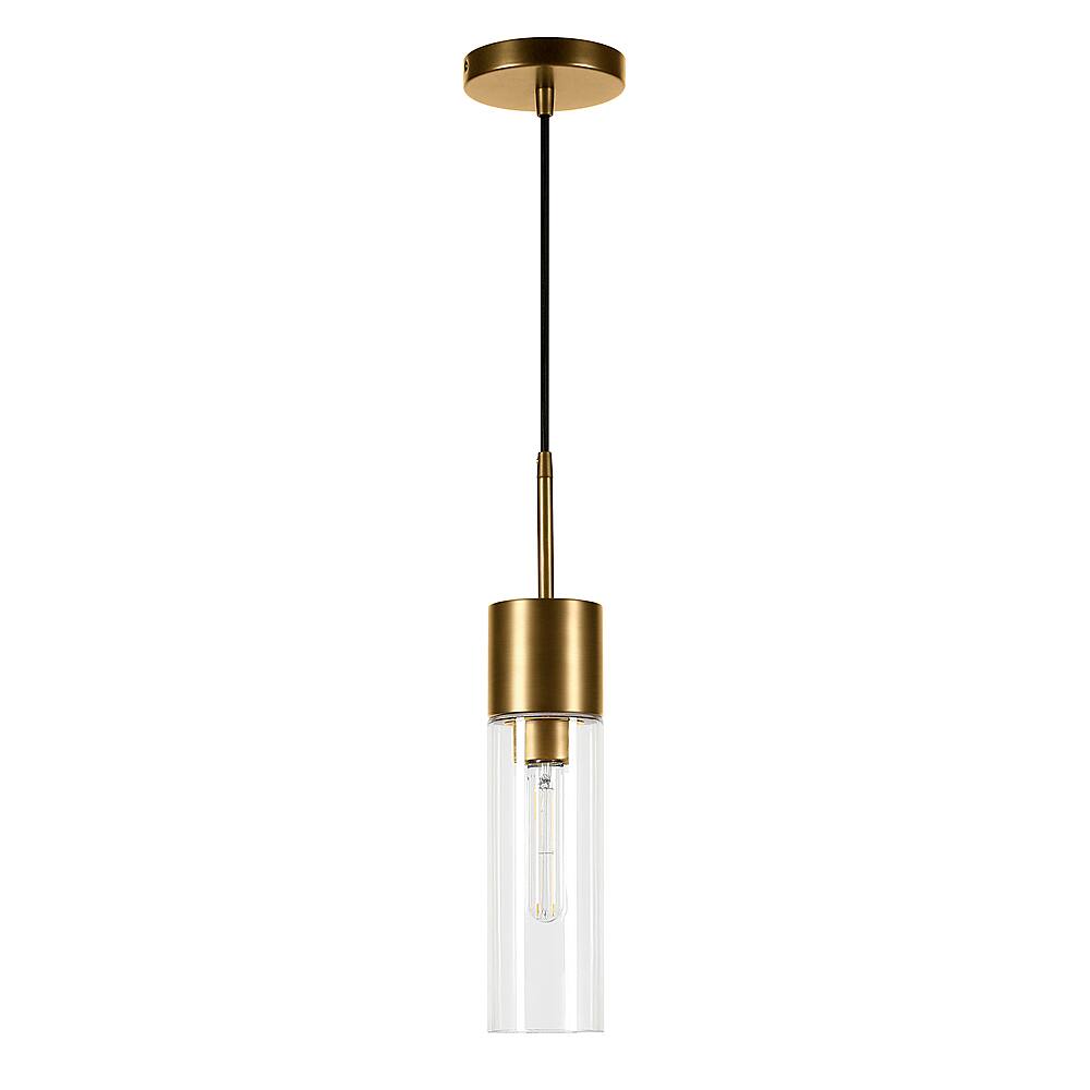 Angle View: Camden&Wells - Lance Clear Glass Pendant - Brass