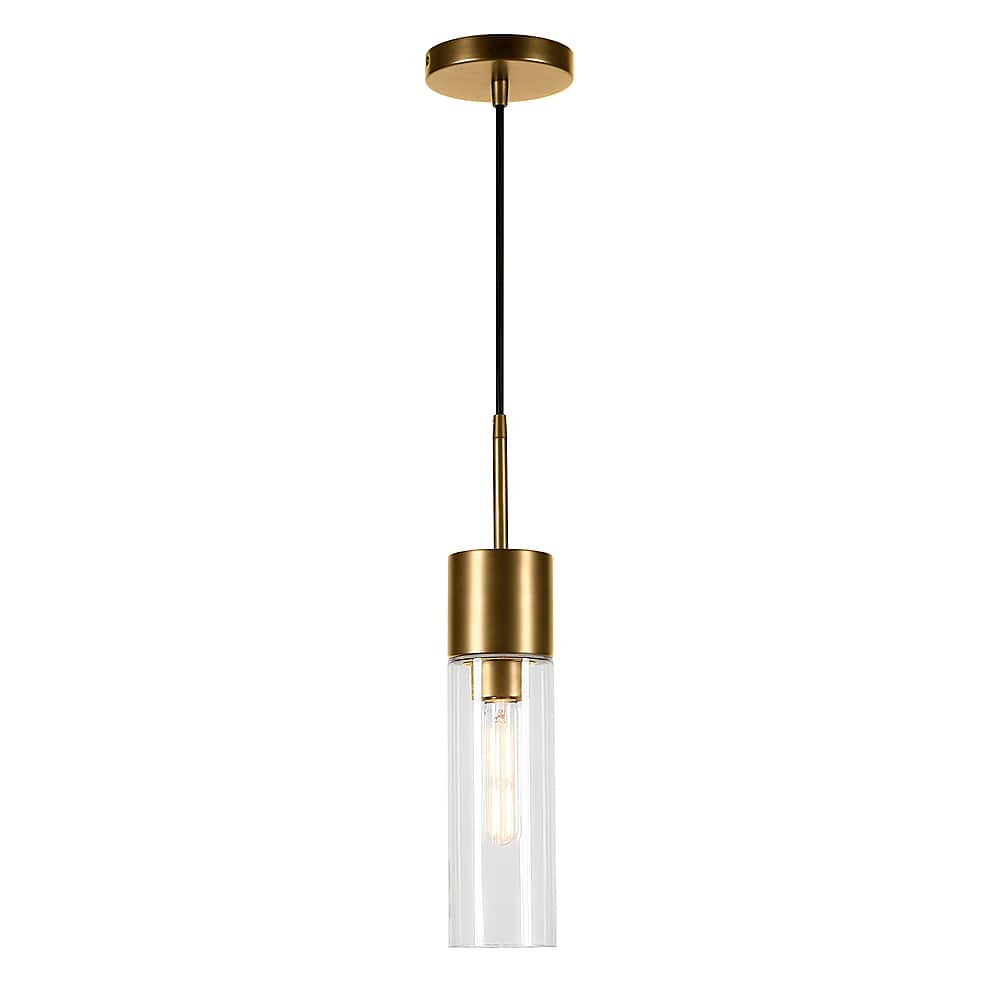 Front Zoom. Camden&Wells - Lance Clear Glass Pendant - Brass.