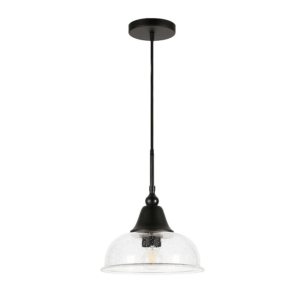 Angle. Hudson&Canal - Magnolia Seeded Glass Pendant - Blackened Bronze.