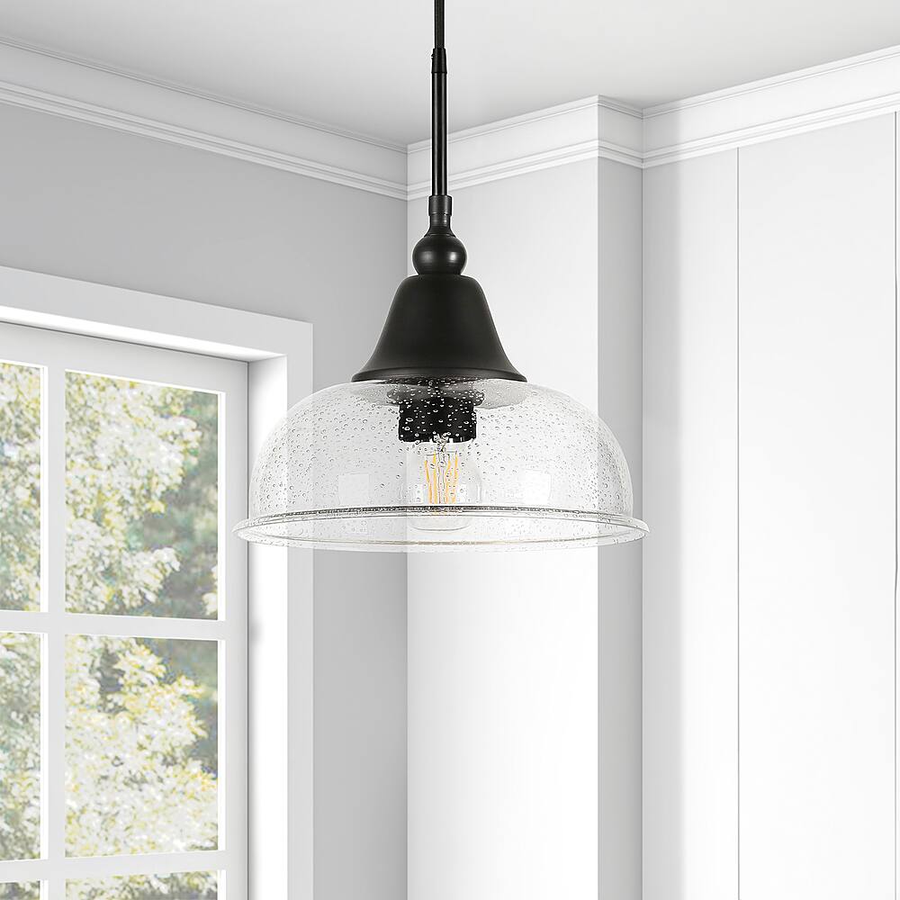 Alt View 11. Hudson&Canal - Magnolia Seeded Glass Pendant - Blackened Bronze.