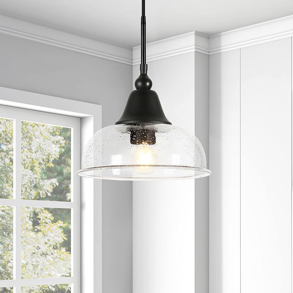 Alt View 12. Hudson&Canal - Magnolia Seeded Glass Pendant - Blackened Bronze.