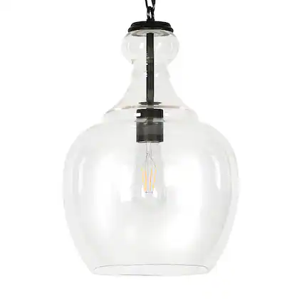 Front. Hudson&Canal - Verona 11" Clear Glass Pendant - Blackened Bronze.