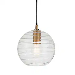 Hudson&Canal - Wayve Textured Glass Pendant - Brass