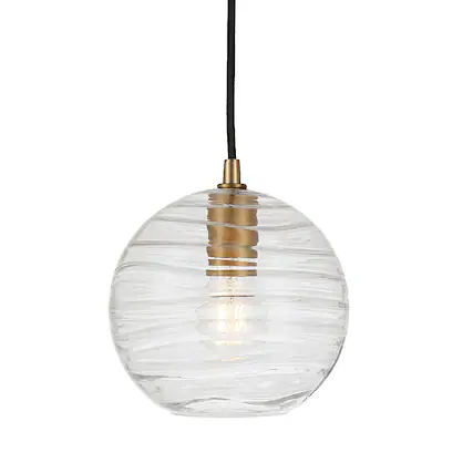 Front. Hudson&Canal - Wayve Textured Glass Pendant - Brass.
