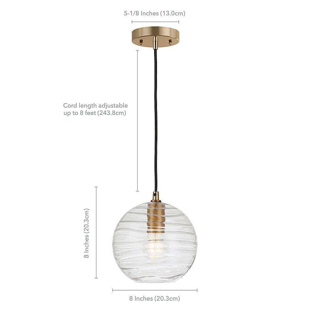 Alt View 12. Hudson&Canal - Wayve Textured Glass Pendant - Brass.