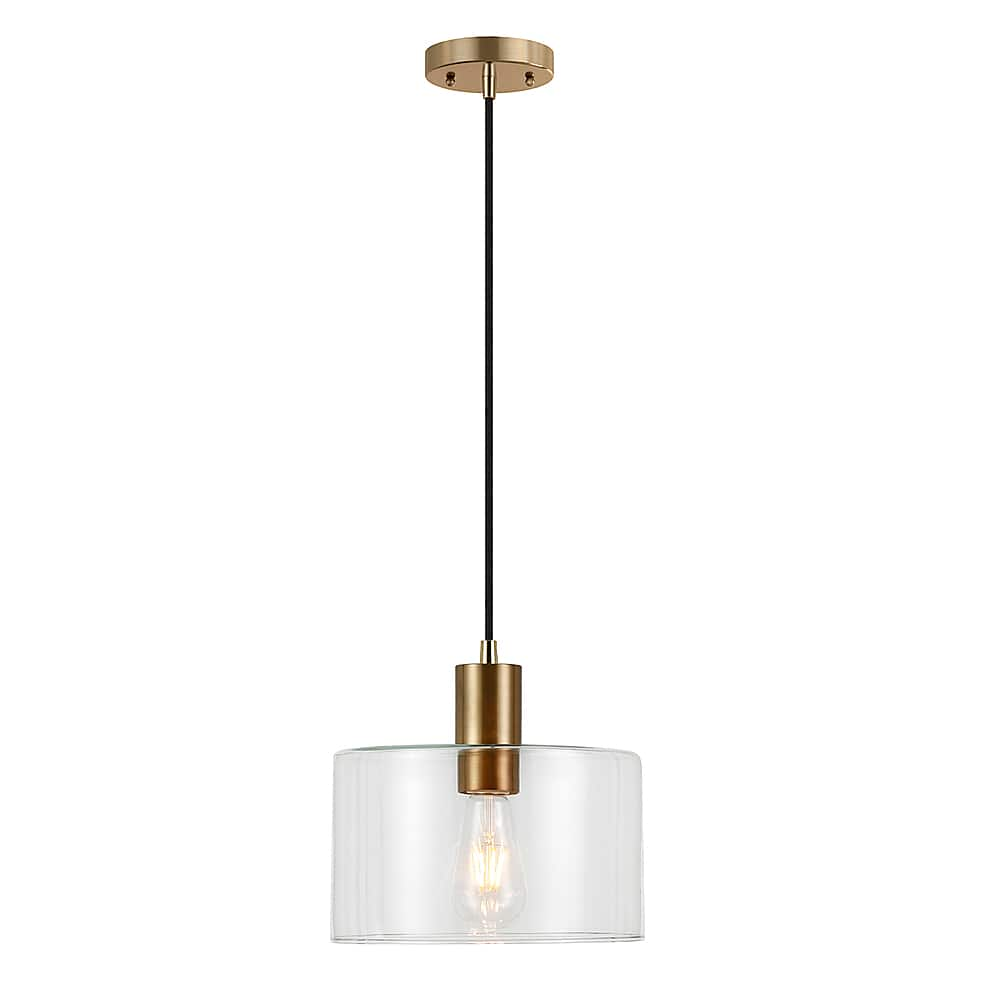 Angle View: Camden&Wells - Henri Clear Glass Pendant - Brass