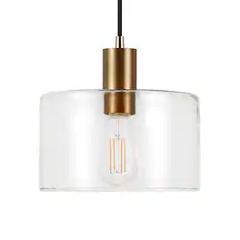 Hudson&Canal - Henri Clear Glass Pendant - Brass