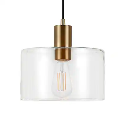 Front. Hudson&Canal - Henri Clear Glass Pendant - Brass.