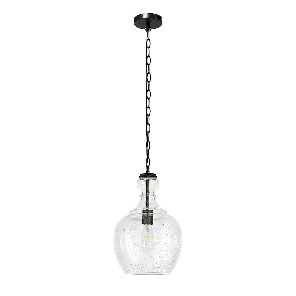 Angle View: Camden&Wells - Verona 11" Seeded Glass Pendant - Blackened Bronze