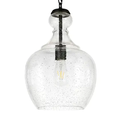 Camden&Wells - Verona 11" Seeded Glass Pendant - Blackened Bronze