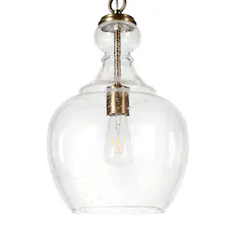 Hudson&Canal - Verona 11" Seeded Glass Pendant - Brass