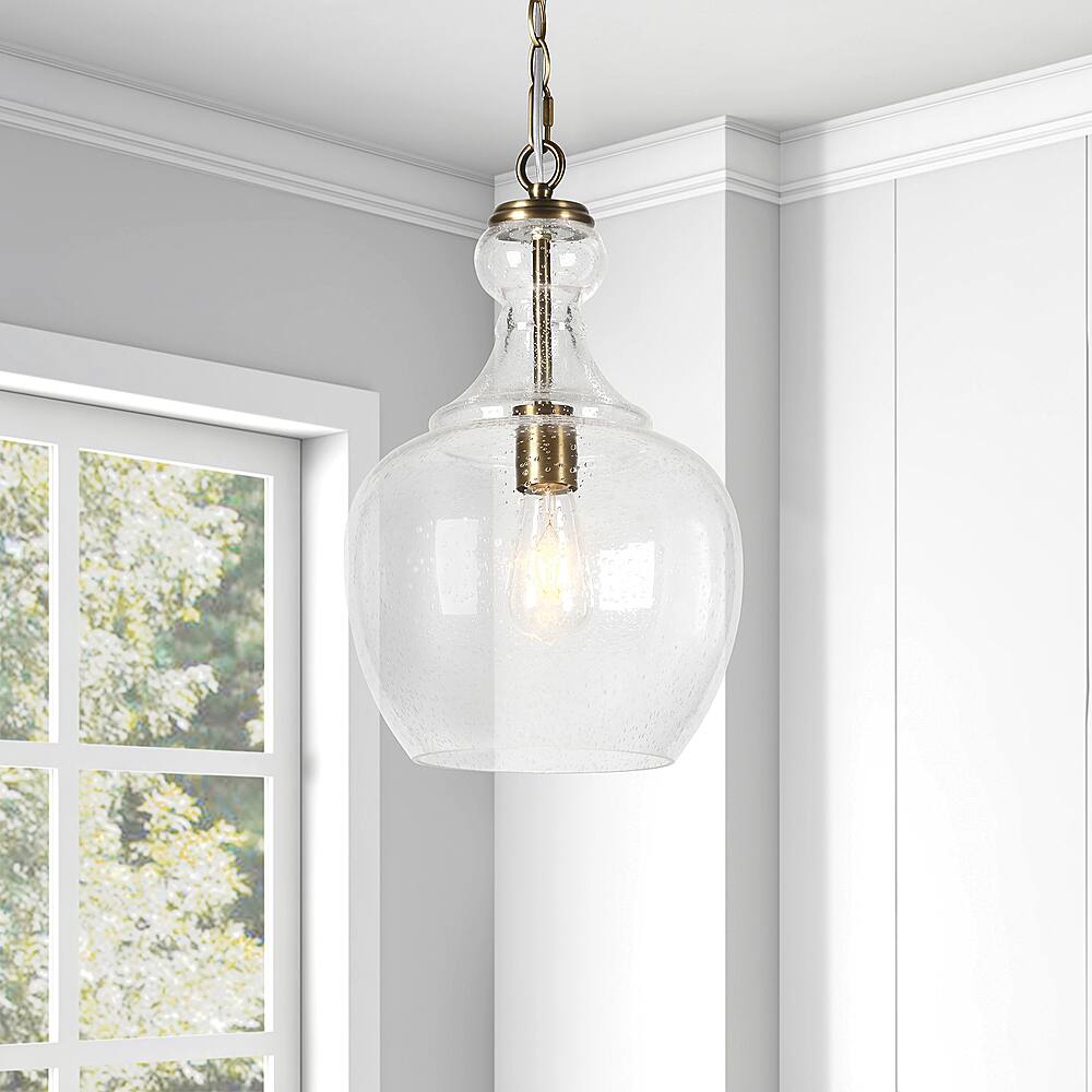 Alt View 11. Hudson&Canal - Verona 11" Seeded Glass Pendant - Brass.