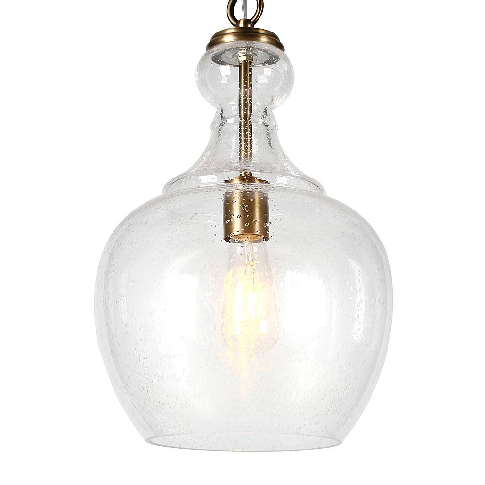 Alt View 12. Hudson&Canal - Verona 11" Seeded Glass Pendant - Brass.