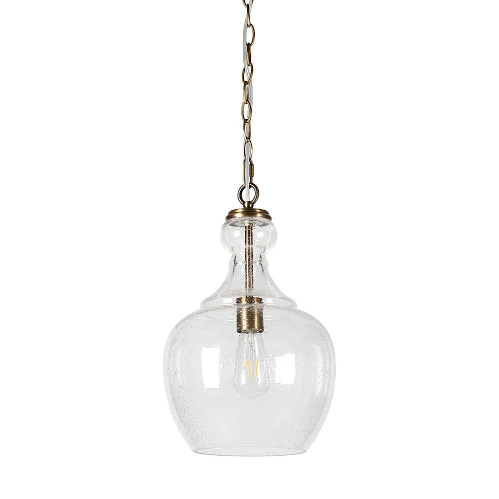 Alt View 18. Hudson&Canal - Verona 11" Seeded Glass Pendant - Brass.