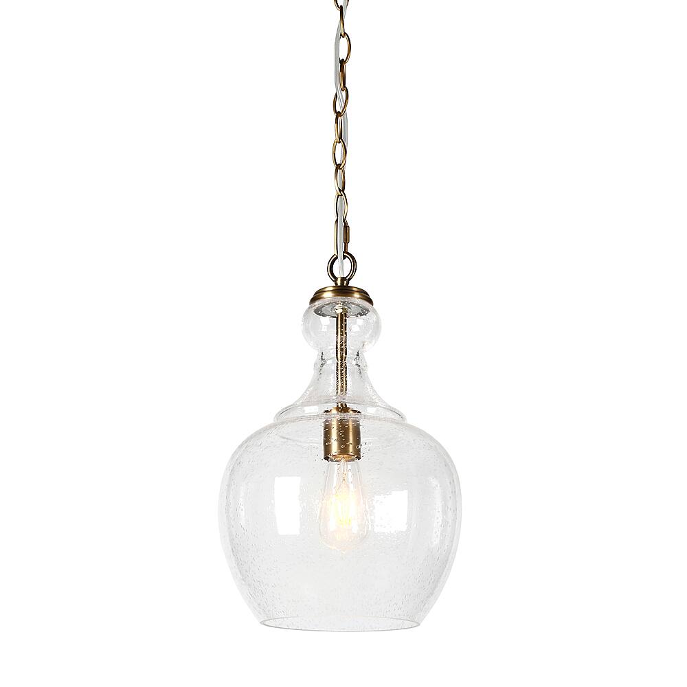 Alt View 19. Hudson&Canal - Verona 11" Seeded Glass Pendant - Brass.
