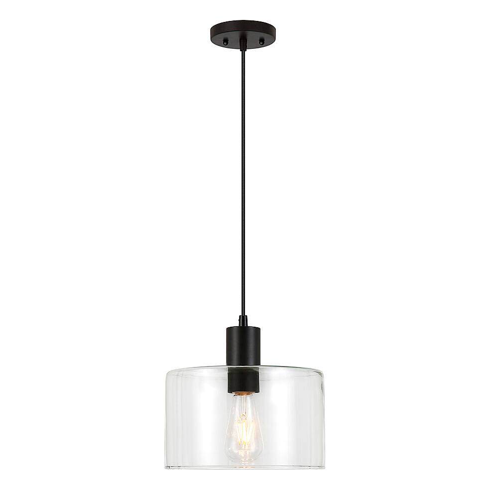 Angle View: Camden&Wells - Henri Clear Glass Pendant - Blackened Bronze