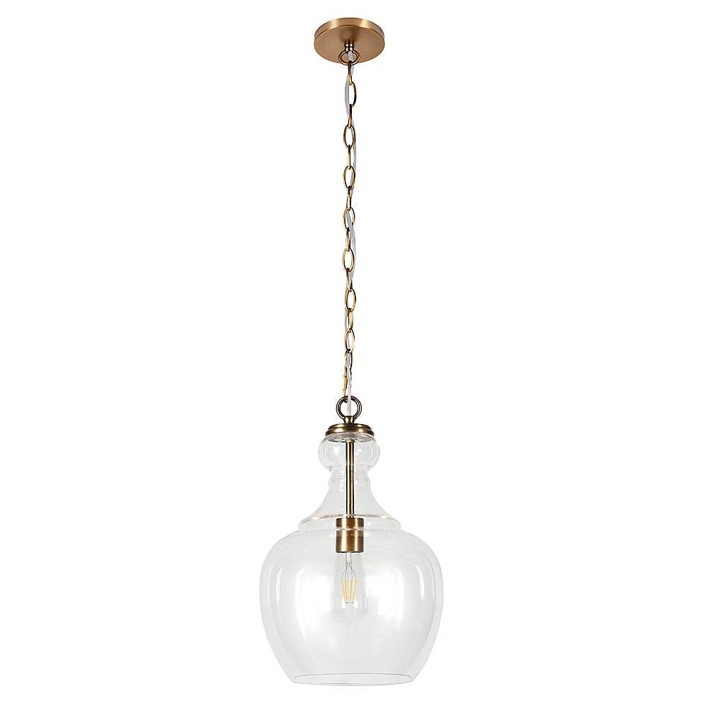 Angle View: Camden&Wells - Verona 11" Clear Glass Pendant - Brass