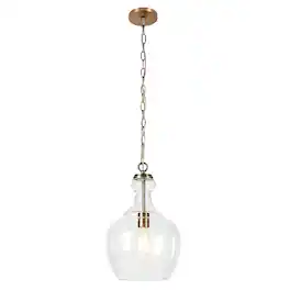Hudson&Canal - Verona 11" Clear Glass Pendant - Brass