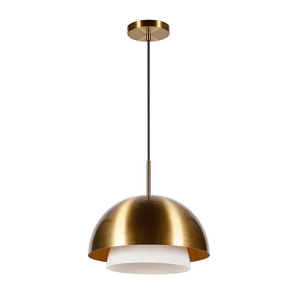 Angle View: Camden&Wells - Octavia White Frosted Glass Pendant - Brass