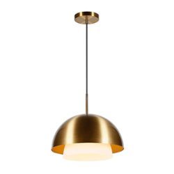 Camden&Wells - Octavia White Frosted Glass Pendant - Brass - Front_Zoom