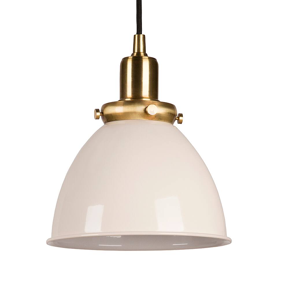 Angle View: Camden&Wells - Madison 8" Metal Pendant - Pearled White/Brass