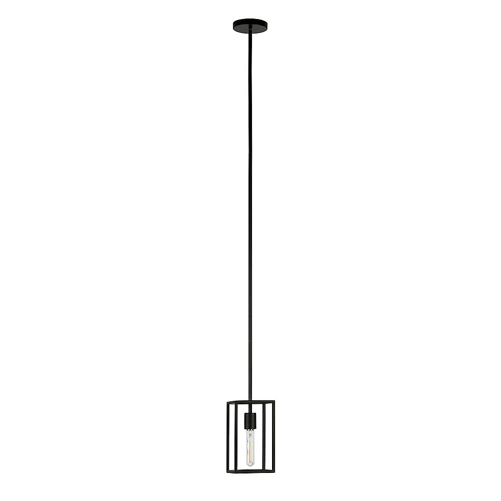 Angle. Hudson&Canal - Cuadro Square Framed Pendant - Blackened Bronze.