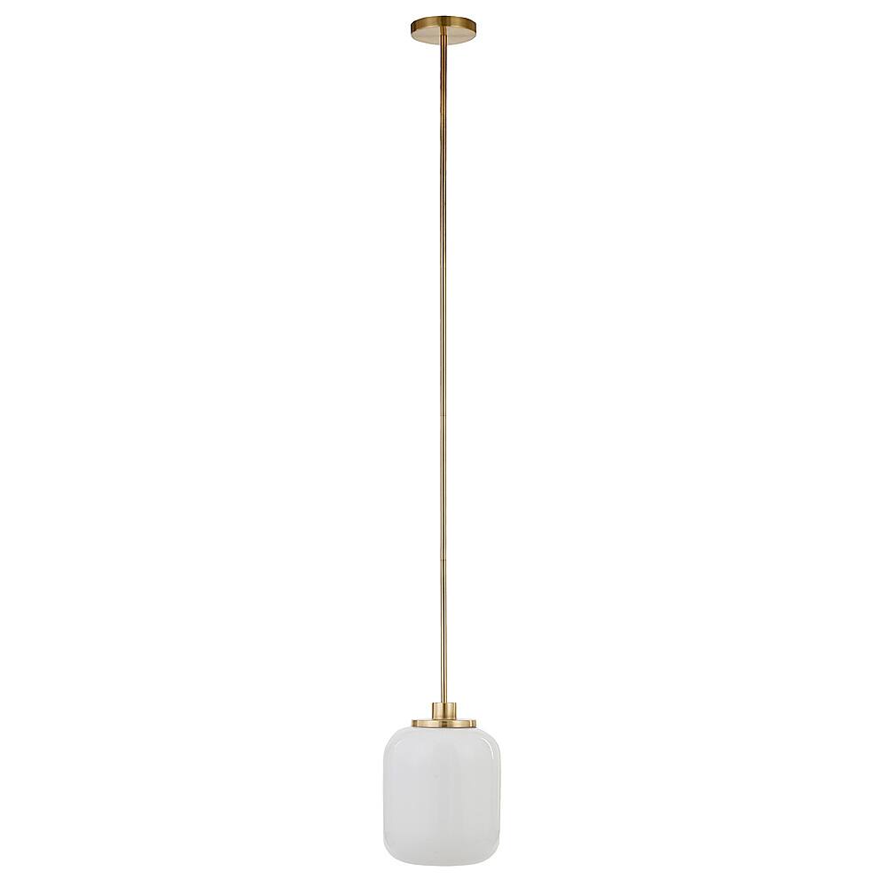 Angle View: Camden&Wells - Agnolo White Milk Glass Pendant - Brass