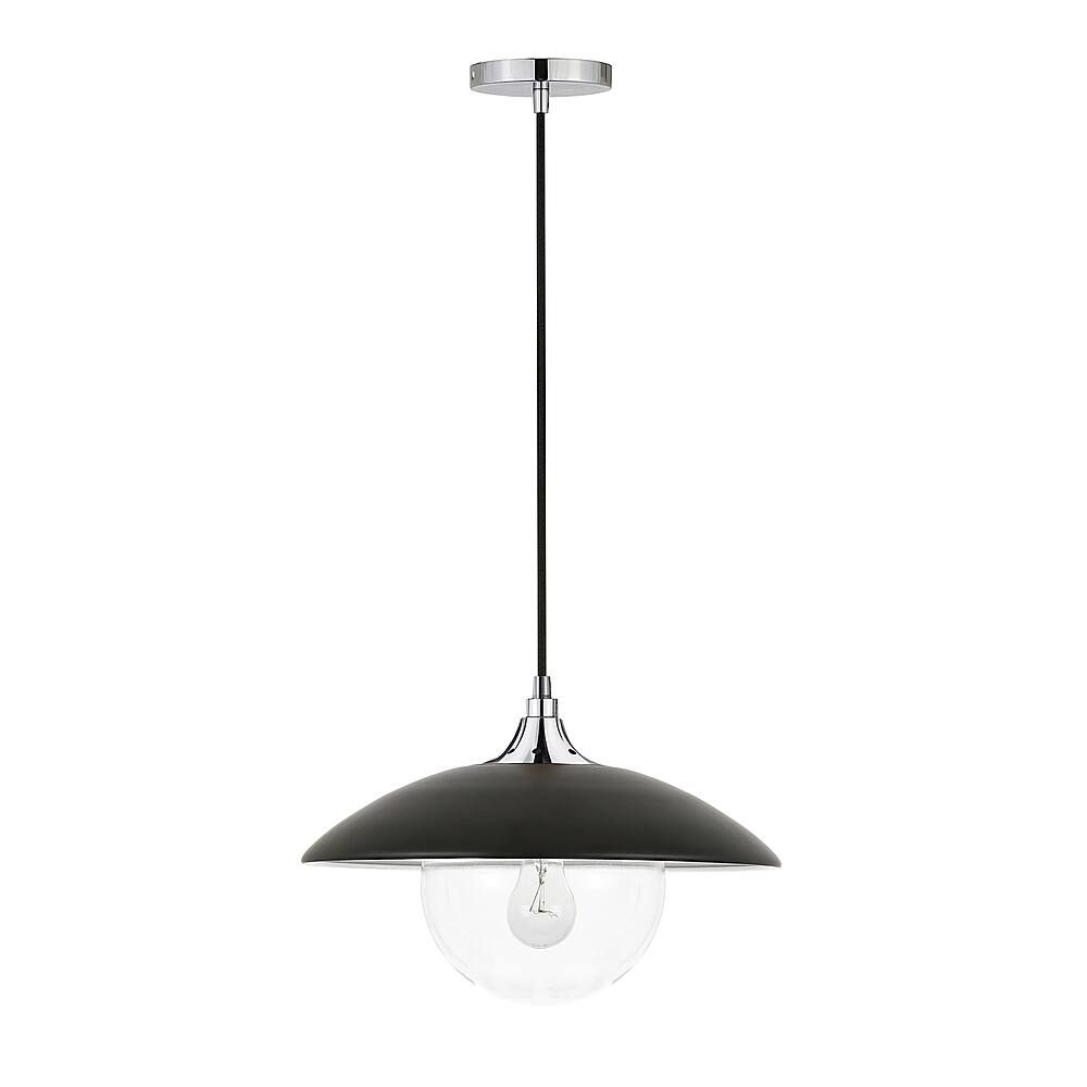 Angle View: Camden&Wells - Alvia Clear Glass Pendant - Matte Black/Polished Nickel