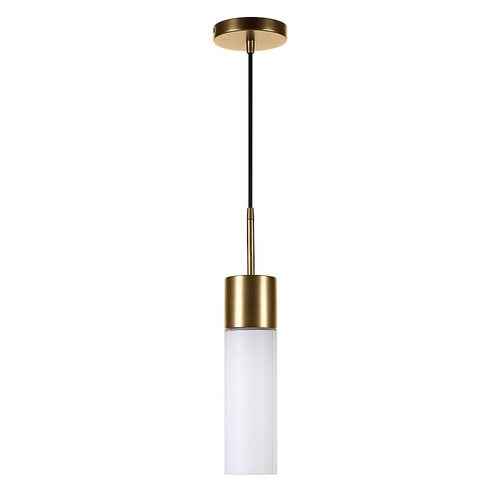 Angle View: Camden&Wells - Lance White Milk Glass Pendant - Brass