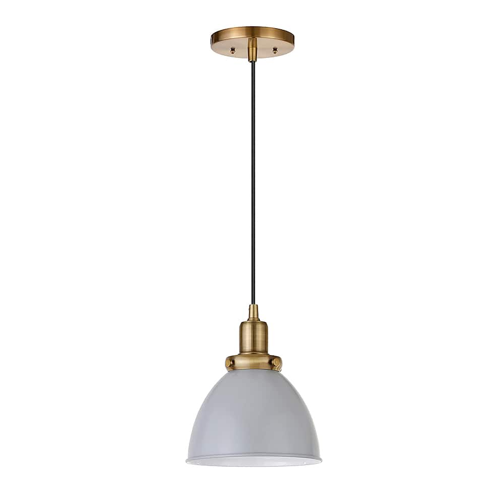 Angle View: Camden&Wells - Madison 8" Metal Pendant - Cool Gray/Brass