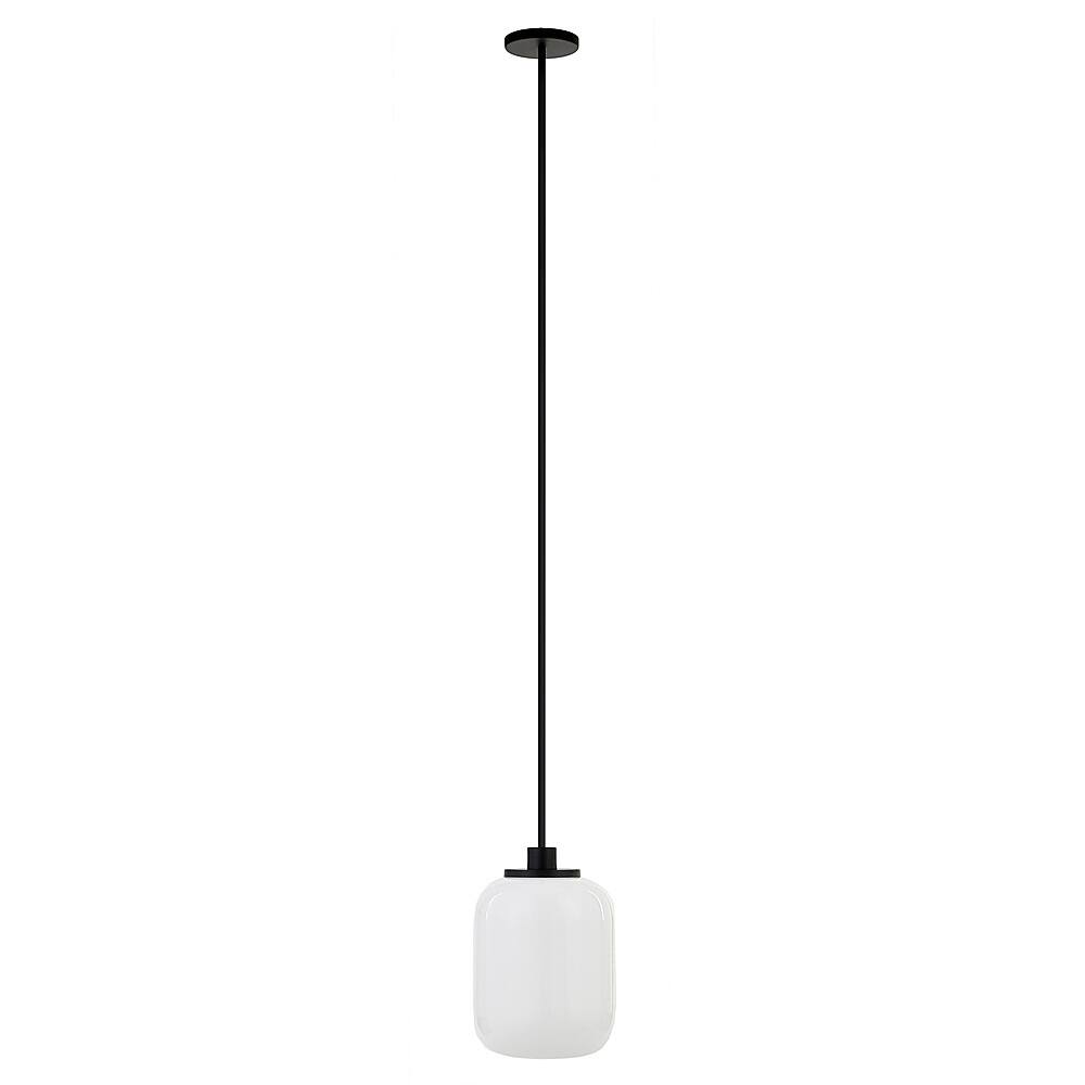 Angle View: Camden&Wells - Agnolo White Milk Glass Pendant - Blackened Bronze