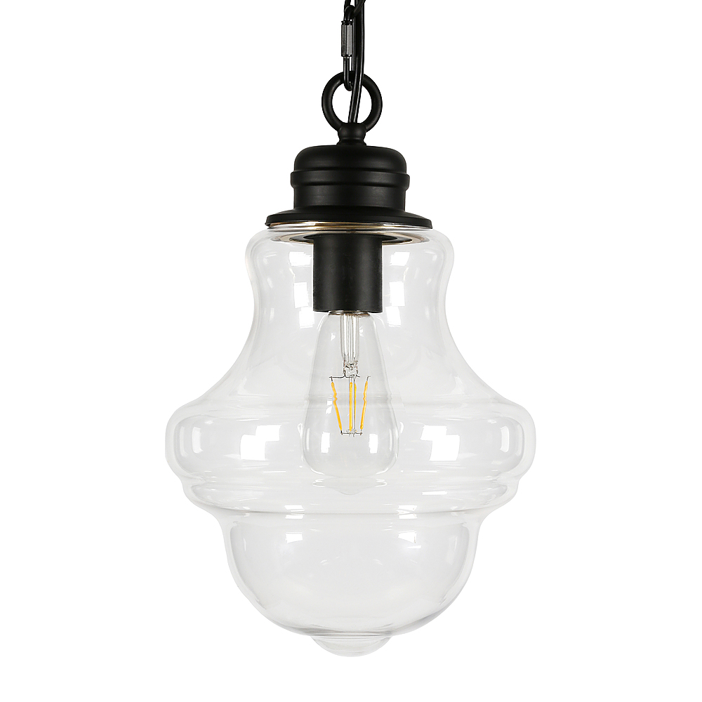 Angle View: Camden&Wells - Annie Clear Glass Pendant - Blackened Bronze