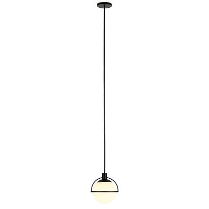 Front. Hudson&Canal - Cieonna White Milk Glass Pendant - Blackened Bronze.
