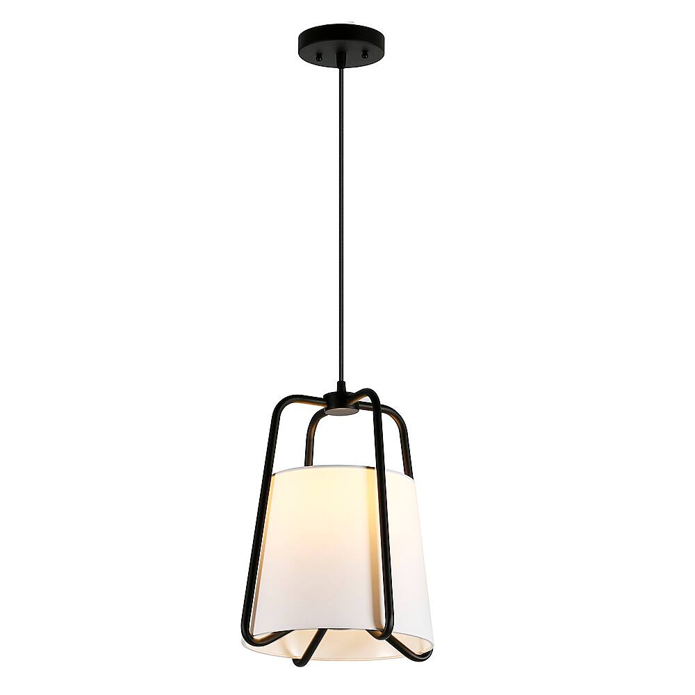 Front. Camden&Wells - Marduk Pendant with Fabric Shade - Blackened Bronze.