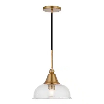 Front. Hudson&Canal - Magnolia Seeded Glass Pendant - Brass.