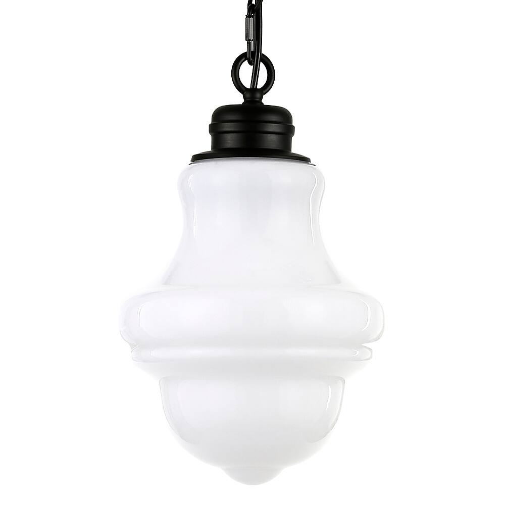 Angle View: Camden&Wells - Annie White Milk Glass Pendant - Blackened Bronze