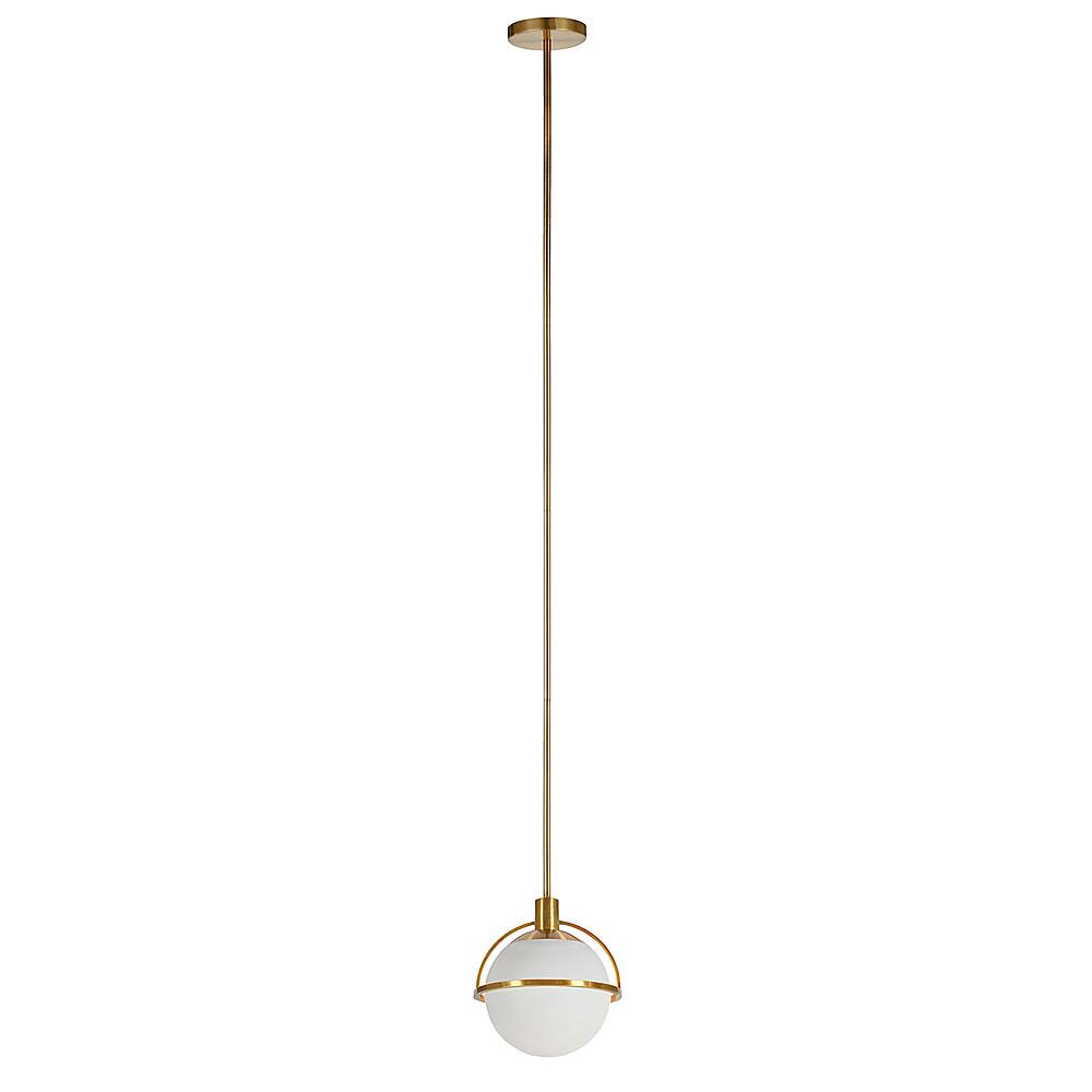 Angle. Hudson&Canal - Cieonna White Milk Glass Pendant - Brass.