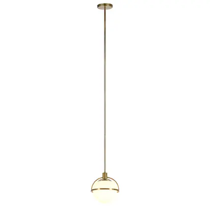 Front. Hudson&Canal - Cieonna White Milk Glass Pendant - Brass.